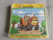 Klocki drewaniane puzzle kostki 6 obrazków pojazdy Clementoni