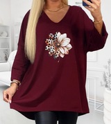 Bluzeczka bordo kwiat plus size 