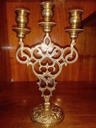 Świecznik trójramienny mosiężny