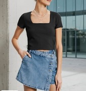 Czarny crop top czarna bluzka SInsay nowa z metką XL