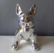 FIGURKA PIES SREBNY OZDOBA DEKORACJA CERAMICZNA