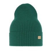 Czapka z wełny merino wełniana prążek jesienna 100% wełna zielona