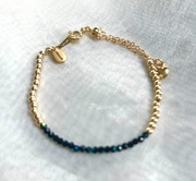 Bransoletka Naturalny czarny Spinel Złocenie 18K Łańcuszek