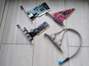 Retro części PC myszka kulkowa, karta LAN, Hub USB, LPT