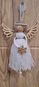 Aniołek na choinkę makrama biały z gwiazdką Boże Narodzenie 15cm