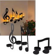 Zestaw 4 czarnych metalowych świeczników ściennych