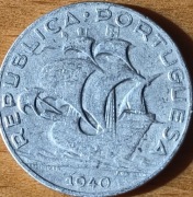 Portugalia - 5 escudo 1940 srebro