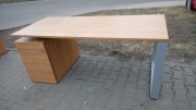 Biurko orzech 160 x 80 z pomocnikiem na stabilnej ramie 