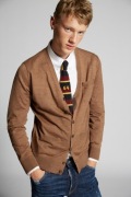 Kardigan Camel DSQ2 Dsquared 100 % Lana Wool R. 48