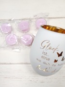 Świecznik lampion biało złoty 12 cm + 5 świeczek prezent dekoracja