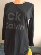 CALVIN KLEIN__ czarna sukienka tunika logo print napis __40/42
