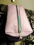 Kosmetyczka materiałowa ręcznie szyta duża fioletowa 