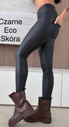Legginsy czarne eco skóra push up 