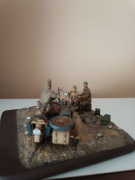 Trzy figurki z Afrika Korps Ręcznie robione 1:35 z motocyklem BMW