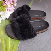 Stylowe klapki damskie Next czarne z futerkiem, rozmiar S (23,5 cm)