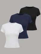 Zestaw 3 koszulek męskich z krótkim rękawem - black, navy blue, snowy white