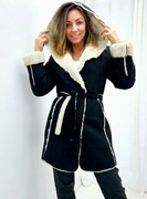 Kożuch damski ekologiczny BLACK CARMEN KRISKÓR