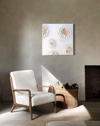 Złoty Lotos | Nowoczesny obraz RĘCZNIE malowany