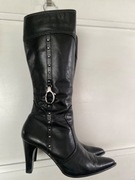 Kozaki skórzane 39 skóra cholewki do kolan wysoka jakość 