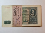 Polska 50 złotych 1941 seria C paczka bankowa 20 sztuk stan 1-