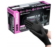 RĘKAWICE RĘKAWICZKI NITRYLOWE CZARNE BLACK MOCNE BEZPUDROWE M 100 SZT