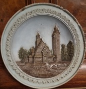 Stary talerz- płaskorzeźba Świątyni Wang w Karpaczu .Lata 70-te. PRL