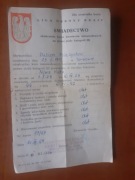 LOK świadectwo ukończenia kursu dla kierowców na prawo jazdy 1969