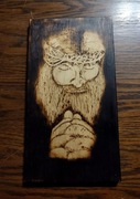 Obraz Pasja Jezusa Chrystusa pirografia rękodzieło hand made wypalany 