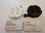 Zestaw 2 przedłużaczy Hykker z portami usb
