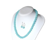 Ekskluzywny naszyjnik + kolczyki z błękitnego jadeitu