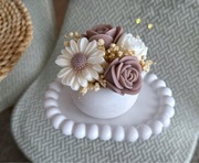 Zestaw Dekoracyjny: Bukiet z wosku + Tacka