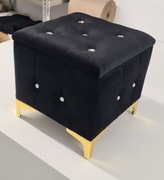 Pufa 40x40 guzik kryształ swarovski nogi złote otwierana schowek pikowana 