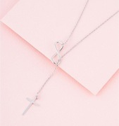 Srebrny naszyjnik nieskończoność + krzyżyk