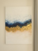 Obraz ręcznie malowany 70x100 granatowy złoty