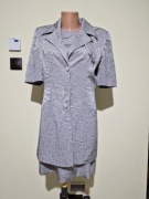 Zestaw komplet żakiet i suknia błyszczący srebrny 