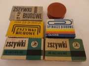 Zestaw papierniczy Prl, zszywki, spinacze, pineski, zestaw biurowy Prl