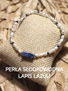 Bransoletka z pereł słodkowodnych kamieni szlachetnych lapis lazulii