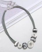 Naszyjnik kolia bohemian wielowarstwowy popielaty stop cynku