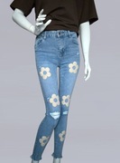 Jeansy Damskie Premium Denim Push up, kwiatowe aplikacje XS - XL
