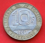 10  Franków  1991 r  -  Francja   Kolumna Lipcowa
