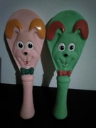 Stara zabawka Prl kolekcja piszczałka pies gryzak dla lalki dziecka guma