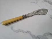 Duży Wyjątkowy Nóż XIX wiek Zdobiony Do Ryb Ciasta Uchwyt Kość Słoniowa 