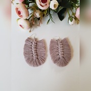 Kolczyki Piórka Makrama  beżowe 