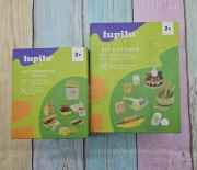 Drewniany zestaw zabawek ciasto tort hamburger frytki Lupilu