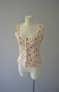 Zara kremowy bawełniany top w róże french girl style rose top 38 M