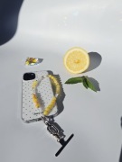 Biżuteryjna smycz do telefonu Agat, Cytryn, Serce. Mattè Prism, HM