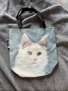 Torba na ramię shopper A4 kot biały maine coon 3D dekumdekum