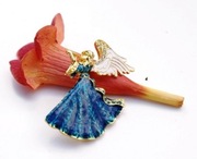 Anioł Aniołek - Emaliowana broszka wysadzana kryształkami Piękna na prezent