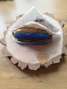 Rękodzieło Serwetnik Żywica epoksydowa niebieski ze złotym