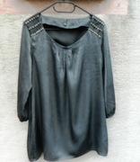 Szara luźna satynowa bluzka, tunika 40/42/44